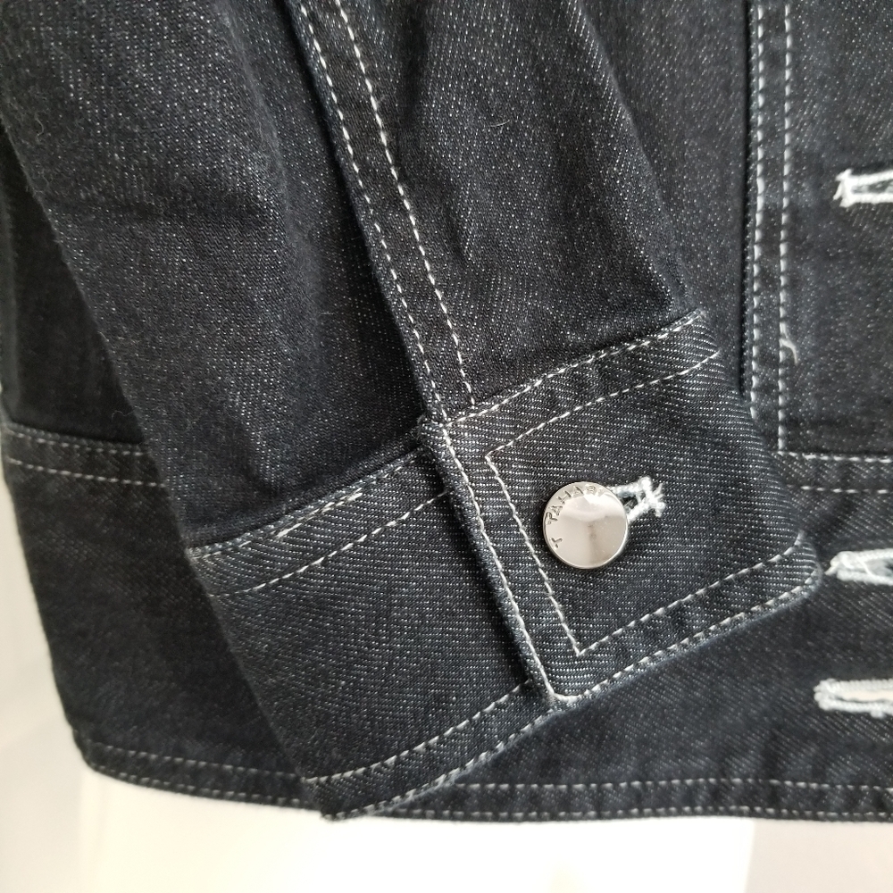 T TAHARI Black Denim Jacket Soft Fitted Small NWT - Picture 6 of 10